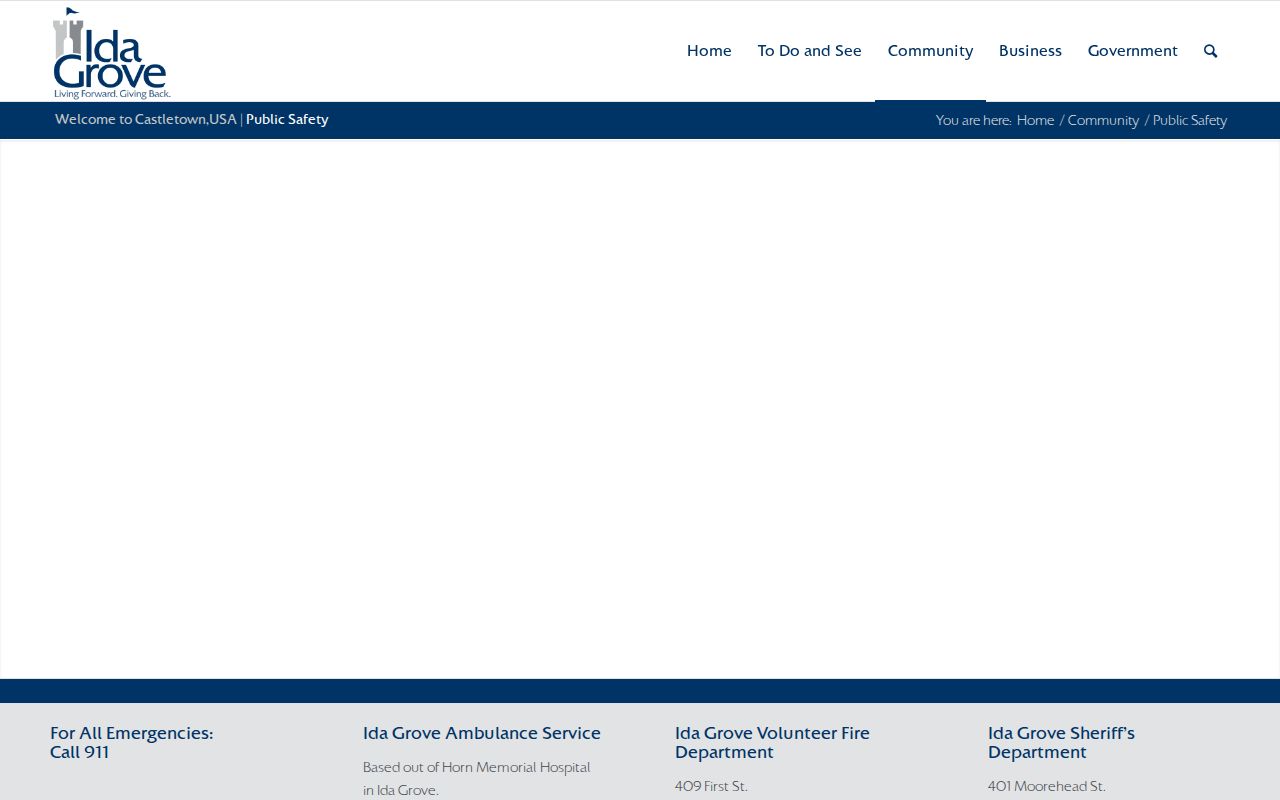 Official Ida Grove public safety page describing local law enforcement service