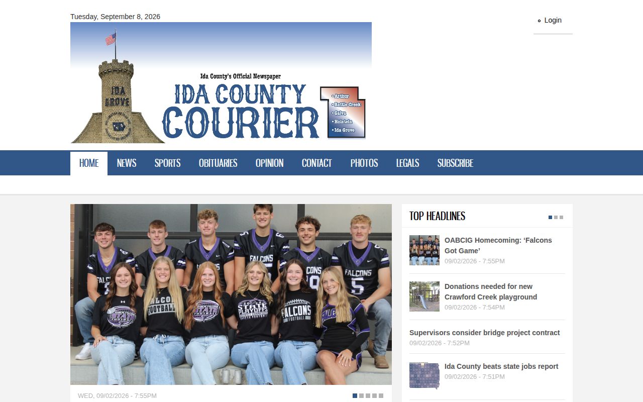 Ida County Courier local newspaper website used for Sheriff log research